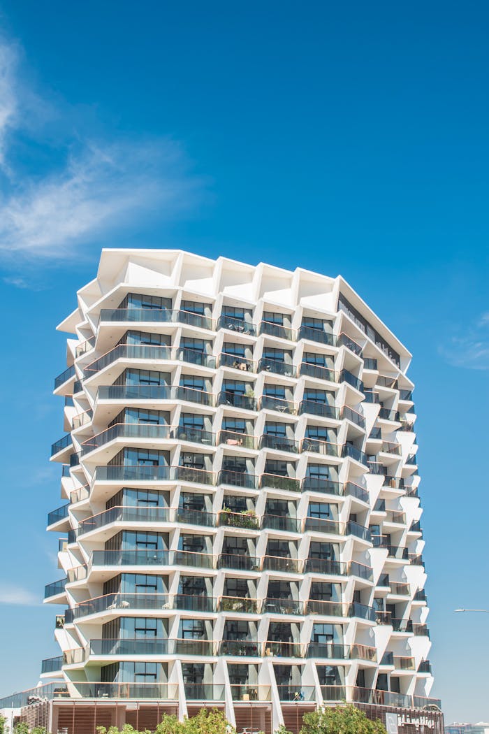 Stunning contemporary apartment building with unique design in Dubai's skyline.